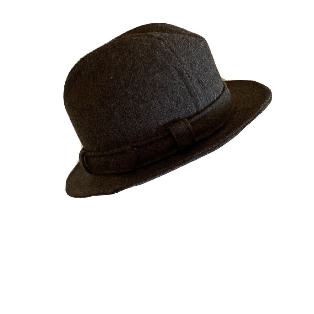 Unbranded Charcoal Gray Wool Fedora Trilby Hat Made in USA Mens Size Medium